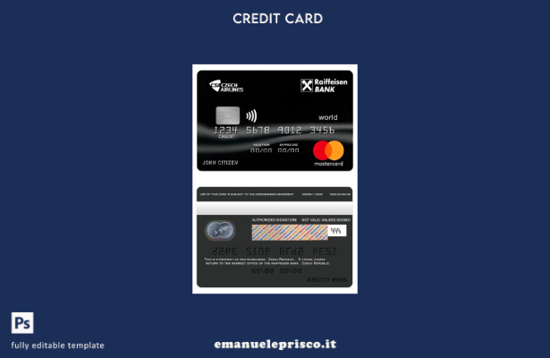 modello mastercard mondiale della banca Raiffeisen della Repubblica Ceca in stil